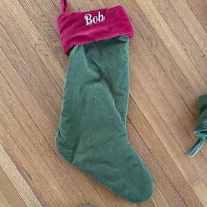 Green and Red Christmas Stocking personalized Bob
